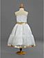  A-line Spaghetti Straps Tea-length Satin Tulle Junior Bridesmaid Dress