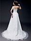  A-line One Shoulder Court Train Organza Wedding Dress