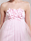  Empire Strapless Knee-length Tulle Over Satin Bridesmaid/ Wedding Party Dress