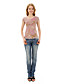  cotone / rosa perline effetto strappo stampato T-Shirt / T-shirt (ff-8502be006-0813)