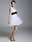  Ball Gown V-neck Short/Mini Tulle Over Satin Cocktail Dress