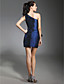  Taffeta Sheath/ Column One Shoulder Short/Mini Beaded Cocktail Dress inspired by Grammy