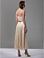  A-line Strapless Sleeveless Tea-length Lace Over Stretch Satin Bridesmaid Dress