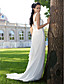  Sheath/ Column Straps Sweep/ Brush Train Chiffon Wedding Dress