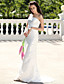  Sheath/Column One Shoulder Sweep/Brush Train Taffeta Wedding Dress
