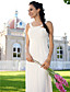  Sheath/ Column Straps Sweep/ Brush Train Chiffon Wedding Dress