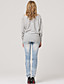  Gray Shoulder Beaded Long Sleeves Slit Neckline Longline Sweater / Women's Sweaters (FF-Y-BI1088002)