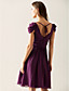  A-line V-neck Knee-length Chiffon Over Elastic Satin Bridesmaid/ Wedding Party Dress