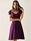  A-line V-neck Knee-length Chiffon Over Elastic Satin Bridesmaid/ Wedding Party Dress