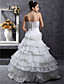  A-line Strapless Floor-length Taffeta Tulle Wedding Dress