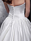  Ball Gown Strapless Chapel Train Satin Wedding Dress