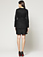  TS Layered Hem Long Sleeves Round Neckline Wool Dress / Women's Dresses (Black)