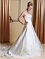  A-line Scalloped-Edge Neckline Court Train Satin Wedding Dress With A Wrap