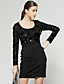 ts langen Ärmeln Pailletten Netzkleid / Damenkleider