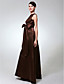  A-line V-neck Floor-length Satin Bridesmaid Dress