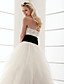  palla abito senza spalline in raso pavimento-lunghezza abito da sposa in tulle