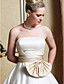  A-line Strapless Chapel Train Satin Wedding Dress with Ribbon