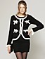  Black Classic Style Bows Classic Long Sleeves Round Neckline Short Style Coat / Women's Coats (FF-C-BL0736004)