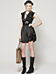  TS Metallic Embellished High Waist Lapel Pleated Vest Dress