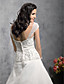  A-line/ Princess Off-the-shoulder Court Train Satin Organza Embroidery Wedding Dress