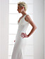  Sheath/Column Deep V-neck Floor-length Elastic Woven Satin Wedding Dress