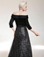  A-line V-neck Court Train Satin And Sequined Evening Dress inspired by Oprah Winfrey at the 83rd Oscar