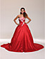  Ball Gown Strapless Chapel Train Taffeta Prom/ Evening Dress