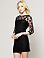  ts manches en dentelle noire robe de trois quart