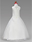  A-line V-neck Floor-length Satin Flower Girl Dress