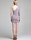 TS One-Shoulder Jewel Embellished Pleated Bodycon Dress