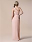  schede / kolom een ​​schouder vloer-length chiffon stretch satijnen avondjurk