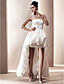  A-line Strapless Asymmetrical Satin Wedding Dress