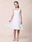  A-line Spaghetti Straps Knee-length Elastic Woven Satin Junior Bridesmaid Dress