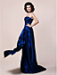  A-line Strapless Floor-length Side-Draped Taffeta Mother of the Bride Dress With A Wrap