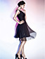  A-line Straps Knee-length Chiffon Satin Cocktail Dress