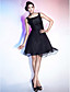  A-line Straps Knee-length Chiffon Satin Cocktail Dress