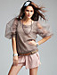  TS Nude Puff Sleeved Mesh Blouse