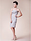 Sheath/ Column Strapless Knee-length Side-Draped Chiffon Mother of the Bride Dress With A Wrap