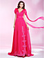 Chiffon A-line V-neck Court Train Evening Dress inspired by Linda Cardellini at Cannes Film Festival