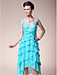  A-line Straps Sweetheart Asymmetrical Chiffon Elastic Woven Satin Wedding Party Dress