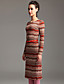  TS Printed Belted Midi Bodycon Dress