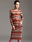  TS Printed Belted Midi Bodycon Dress