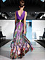  A-line/ Princess V-neck Floor-length Tencel With Sashes/ Beading Ready-to-Wear Evening/ Prom Dress