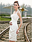  Sheath/ Column Halter Short/ Mini Satin Wedding Dress