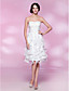  라인 strapless 무릎 길이 쉬폰 레이스 칵테일 드레스