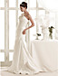  Charming A-line Strapless Sweep/ Brush Train Taffeta Wedding Dress