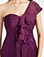  Sheath/ Column Sleeveless One Shoulder Knee-length Chiffon Bridesmaid Dress