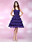  A-line Sweetheart Knee-length Tiered Chiffon Cocktail Dress