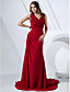  Sheath/Column Cowl Sweep/Brush Train Chiffon Evening Dress