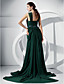  A-line Straps Court Train Chiffon Evening Dress